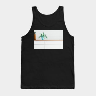 Aloe Vera Plant in Beautiful Turquoise Pot Standing in Modern Minimalist Kitchen Tank Top